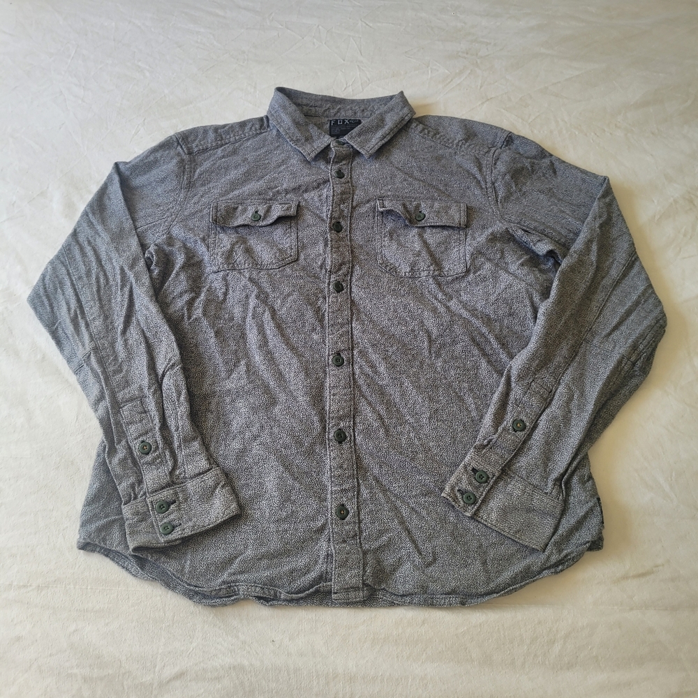 FOX Racing Flannel Shirt Jacket Men’s Large Heather Gray Shacket 100% Cotton